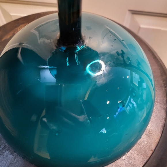 Beautiful Turquoise TEAL EMPOLI CASED GLASS PEDESTAL CANDY DISH - Picture 10 of 16